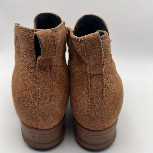 Sorel Womens Evie Boot Shoes II 10 Hidden Wedge Heel Brown Suede Chelsea Leather - Picture 5 of 8